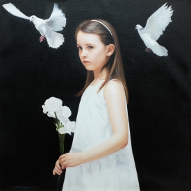 White Carnations 60cm x 60cm
