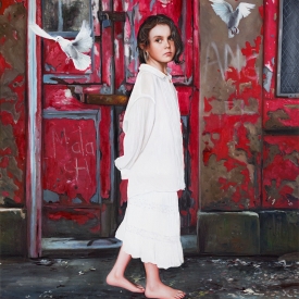 Angel (red door) 1m x 1m