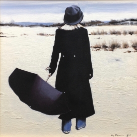 Black Coat on the Beach 40 x 40cm £1450 (0033)