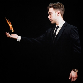 Playing with fire 80cm x 80cm