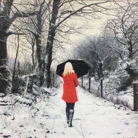 Red Coat in Winter - 70 x 70cm £5200 (0190)