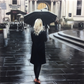 Black Coat in the City 50 x 50cm - £2500 (0167)