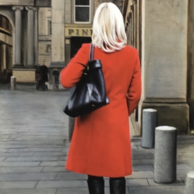 Red coat in the city - 60 x 40cm £2,500 (0022)