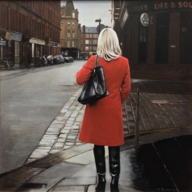 Red coat in merchant square - 50 x 50cm £2,500 (0094)