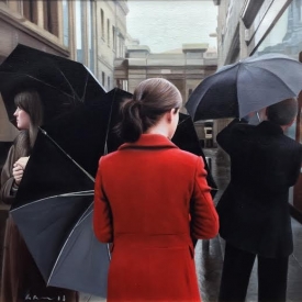 Umbrellas in the city - 50 x 50cm £2,500 (0117)