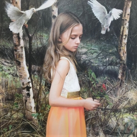 Girl with Doves no1 55 x 55cm £2750 (0340)