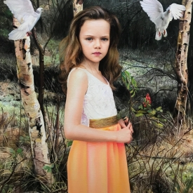 Girl with doves no2 55cm x 55cm £2750 (0339)