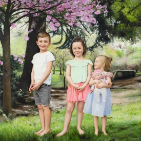 Portrait of three children 100cm x 100cm
