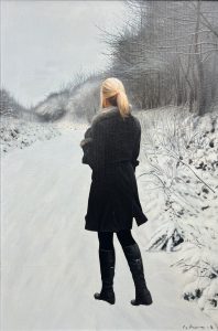 A walk through snow in winter by Gerard M Burns