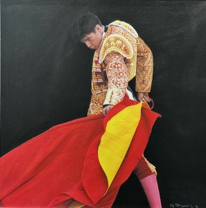 Matador with red cape by Gerard M Burns