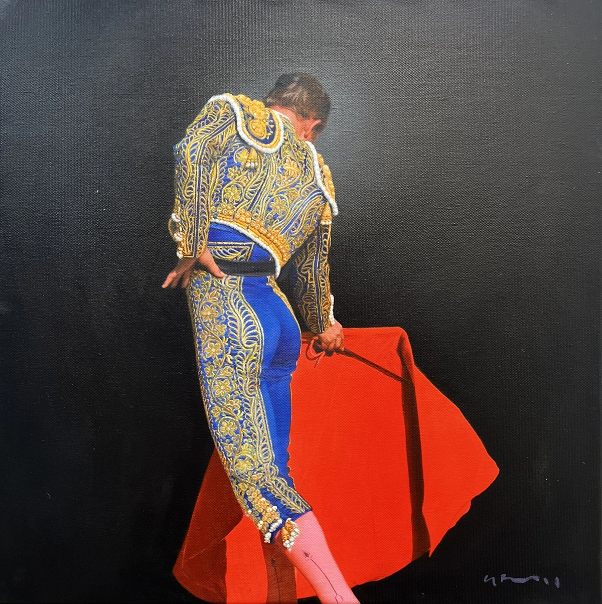 Matador with red cape by Gerard M Burns - 0836