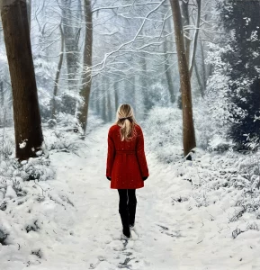 Red coat in the snow